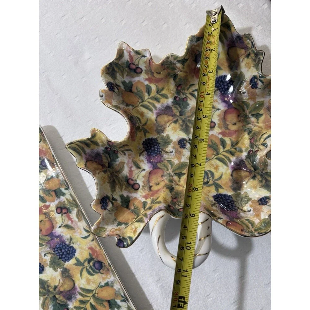 Vintage Royal Danube Fruit Pattern Porcelain Set Leaf Candy Dish & Serving Tray